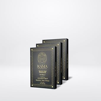 Kama Tantric Chocolate Candy - Organic Chocolate Infused with Potent Adaptogens - Boosts Connection, and Vitality - Chocolate Gift Box Kama 3 Bars Chocolate for Him, Dark Chocolate