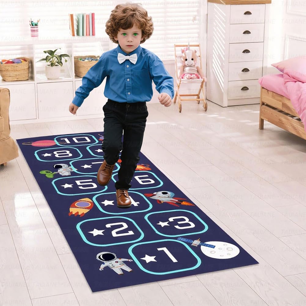 HüPf Und ZäHl Teppich, Kinderspielteppich, Rutschfester Teppich Zum Zahlen Lernen FüR Kinder, Wohndeko, FüR KindertagesstäTten, Vorschulen Und Spielzimmer