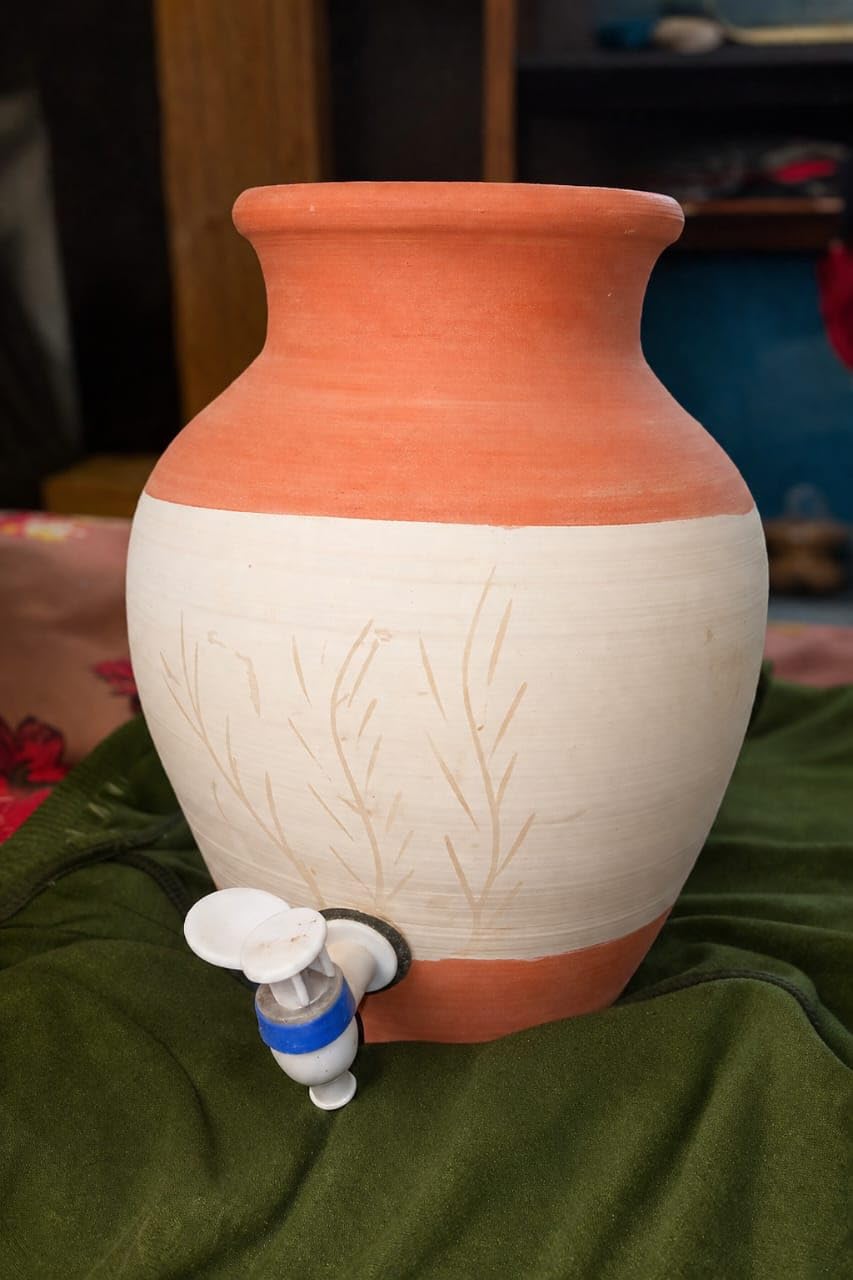 Handcrafted Clay Water Pot Dispenser with Tap | Natural Cooling, pH Balanced Water, Chemical-Free Clay, Artisanal Design, Mess-Free Tap-image-39