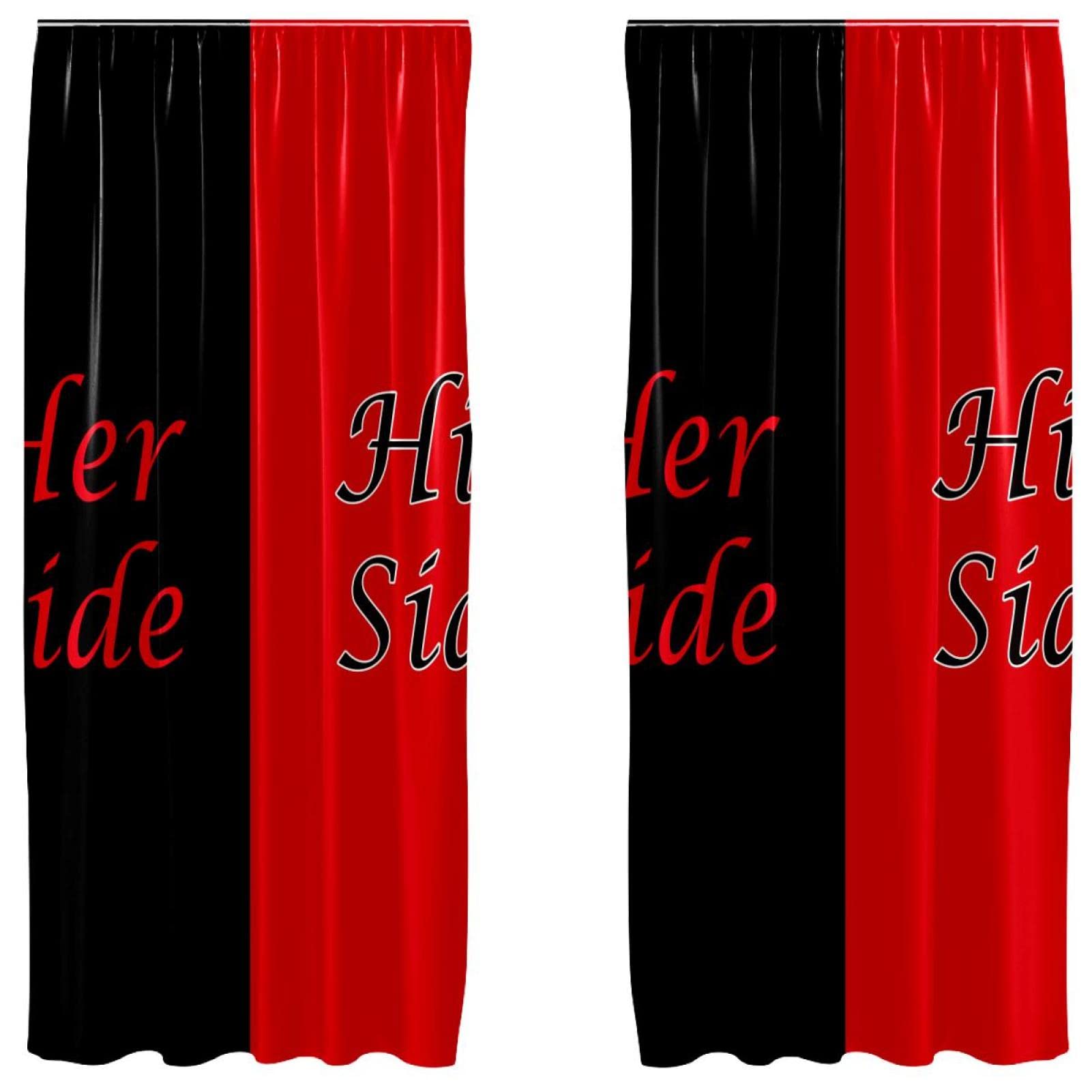 Rideaux de fenêtre occultants 140x213 microfibre double panneau rouge noir