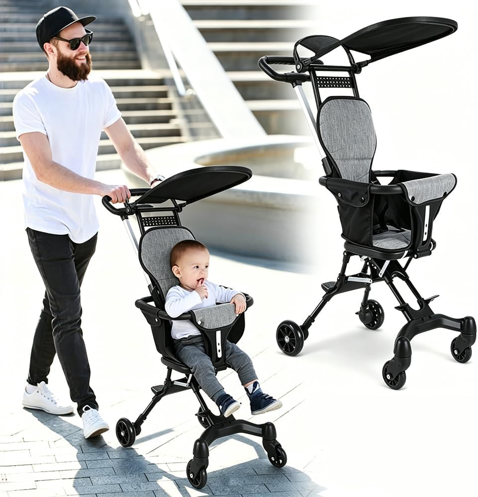 Suicune Foldable Toddler Stroller, Travel Lightweight Stroller, Baby Portable Stroller with Sunshade Canopy, Rotatable Wheels, Ideal for Traveling, Strolling with Easy Handling-image-18