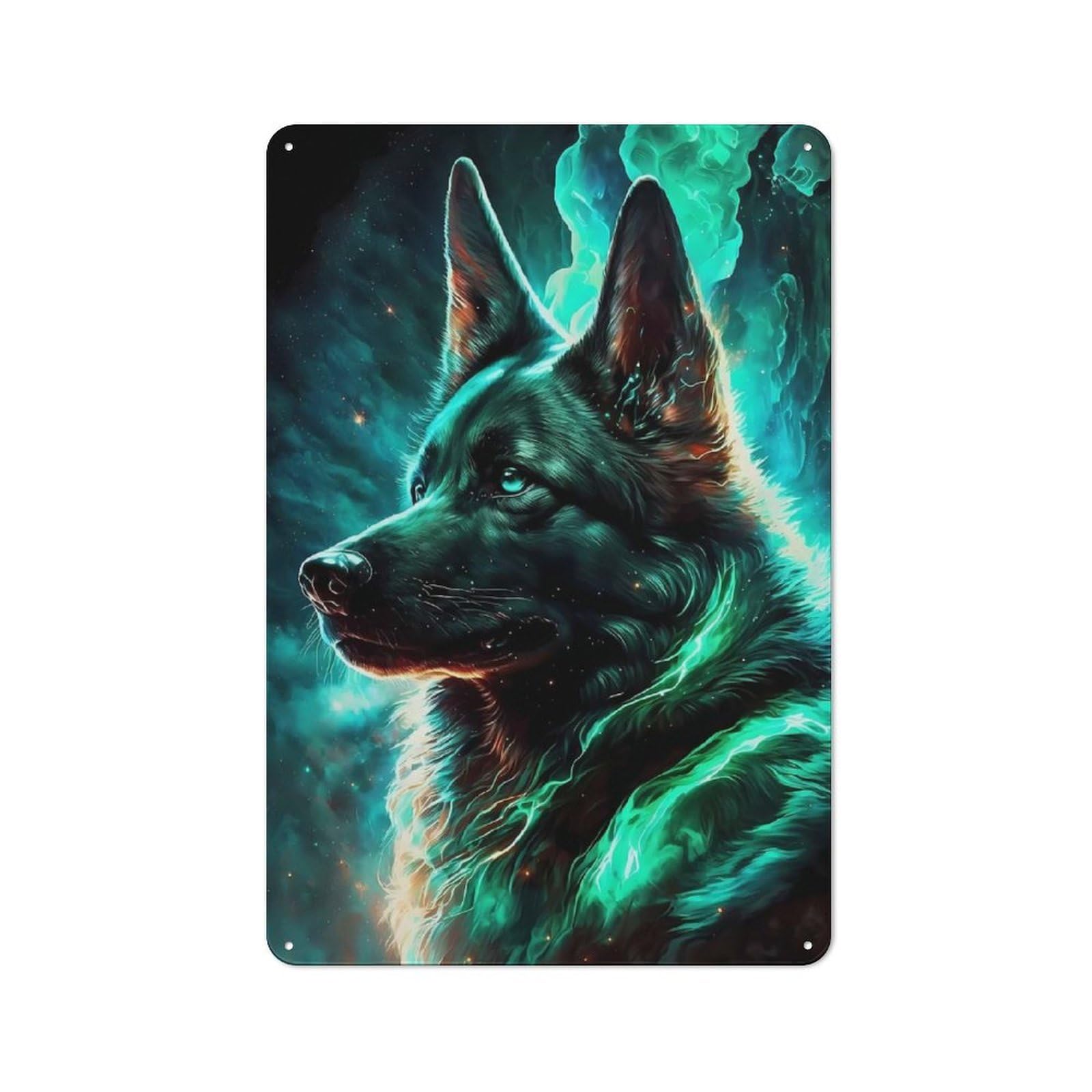 Junmoney German Shepherd Dog Mythic Nostalgic Metal Wall Plaque 30X20cm, Retro Room Decor For Kitchen, Hallway, Bar Or Small Cafe