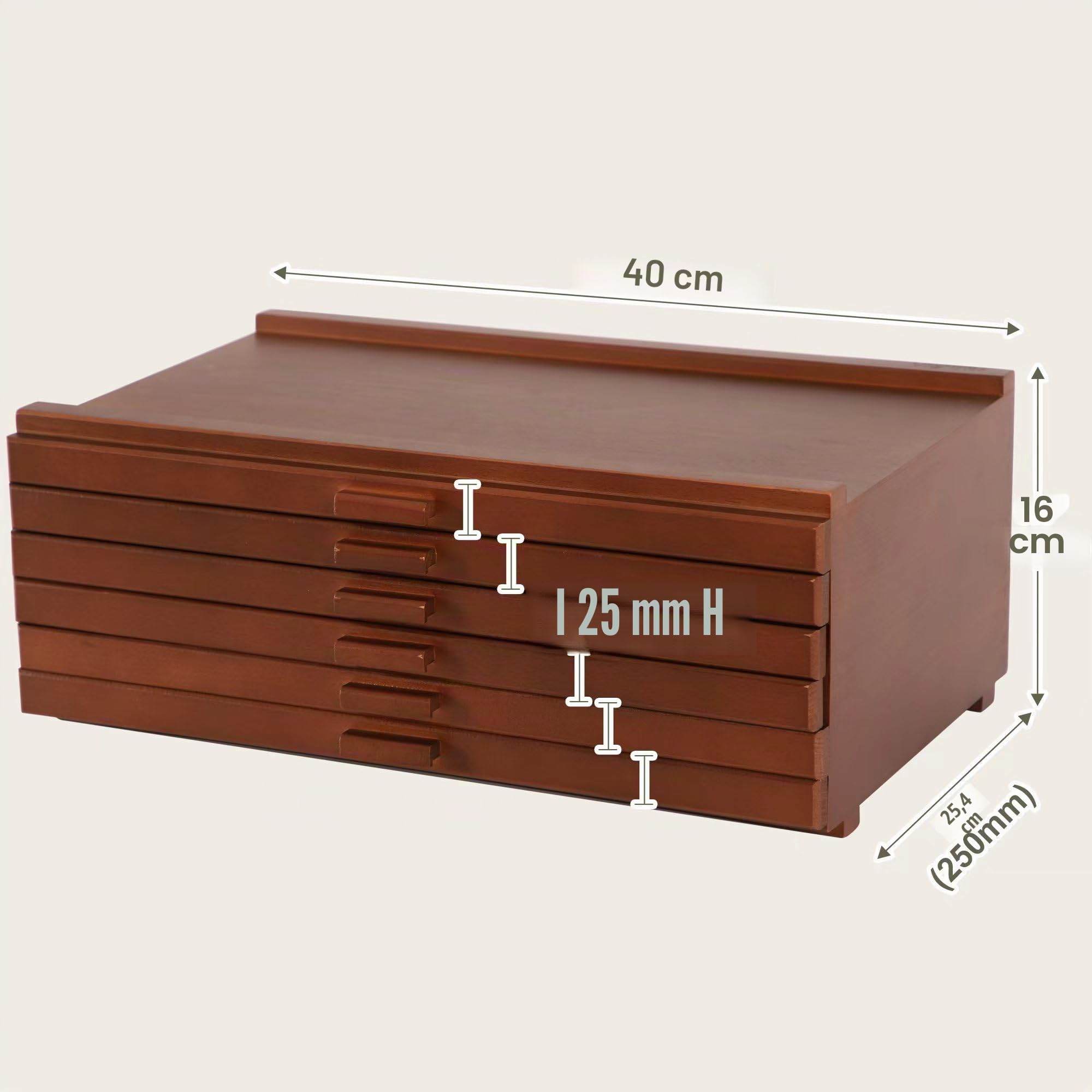 VISWIN Caja de Madera de 6 Cajones con Separadores Extraíbles, Caja de Madera de Haya de Primera Calidad, Caja Organizadora Portátil para Pinturas, Bolígrafos, Pinceles y Materiales de Arte