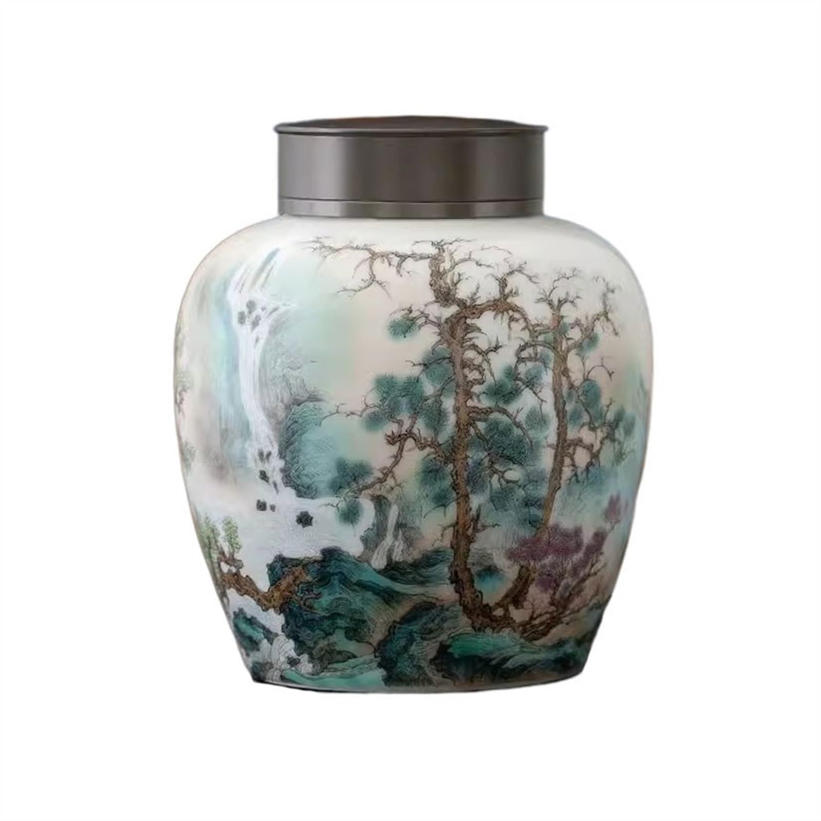Hhaoran-9868 Ceramic Tea Canister Large Capacity Ceramic Tea Canister Table Candy Coffee Storage Jar Bulk Canisters Food Canisters for Kitchen(Large)