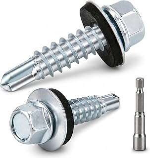 120 Stück Trapezblechschrauben 4,8 x 19 mm selbstschneidend, verzinkter Stahl mit EPDM Dichtung, Bohrschrauben mit Sechskant & Bit für Dach, Blech & Metallbefestigung