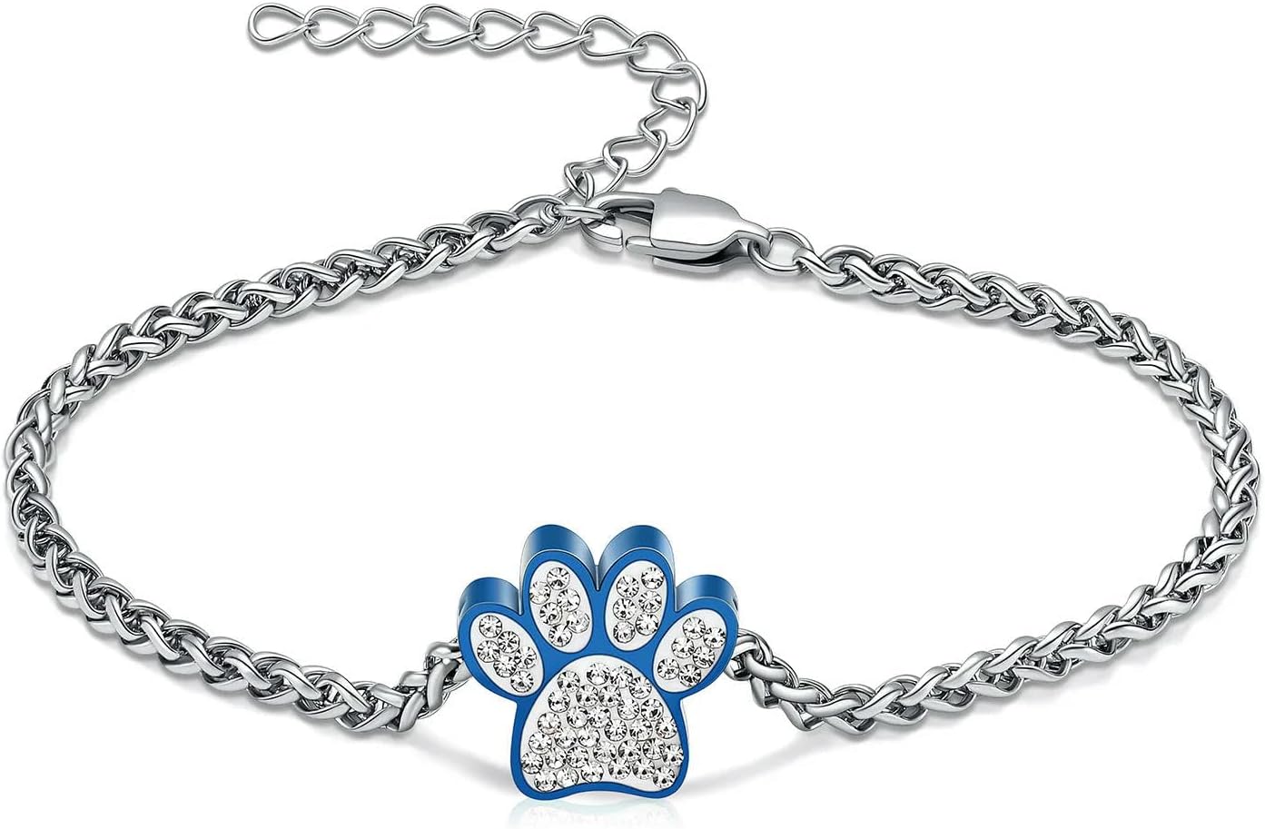 Pet Cremation Bracelet for Ashes Dog Paw Print Urn Jewelry Keepsake Braided Rope Adjustable Bangle Memorial Gift for Women Men