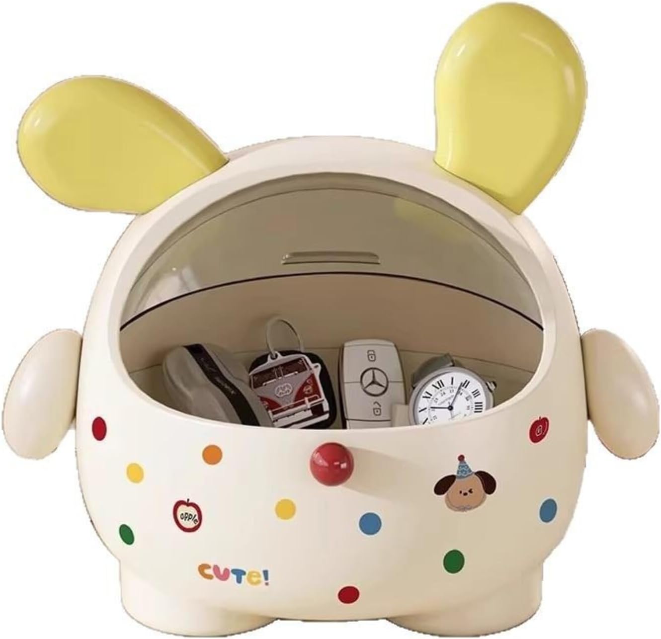 Cute-shaped desktop organizer, multi-purpose storage box for desk, coffee table, bathroom & dining table, also works as trash bin & decor