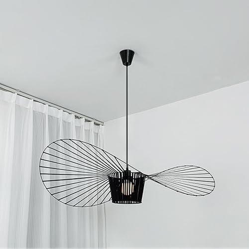 Chesennord 1 luz colgante, lámpara colgante negra de granja de 55 pulgadas, lámpara colgante de hierro forjado, lámpara colgante ajustable en