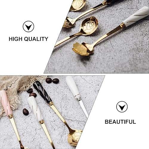 Miniatura 4 de DOITOOL 4 cucharas de café de acero inoxidable con forma de flor, cucharas de té y azúcar, cucharas de café expreso para postres, pasteles, mezclar,