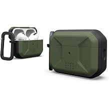 UAG Designed for AirPods Pro 2nd Gen 2022 Civilian Olive Drab, Premium Rugged Slim Water Resistant Full Protective Case Cover with Detachable Keychain Carabiner by URBAN ARMOR GEAR