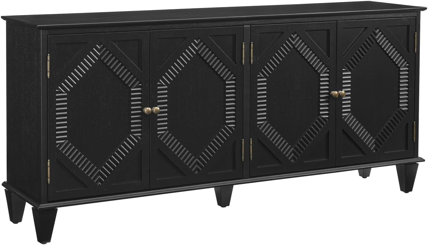 33" White Buffet Sideboard Accent Cabinet with Storage, Credenza Entryway Table with 2 Doors & Adjustable Shelves for Kitchen Living Room Coffee Home Bar