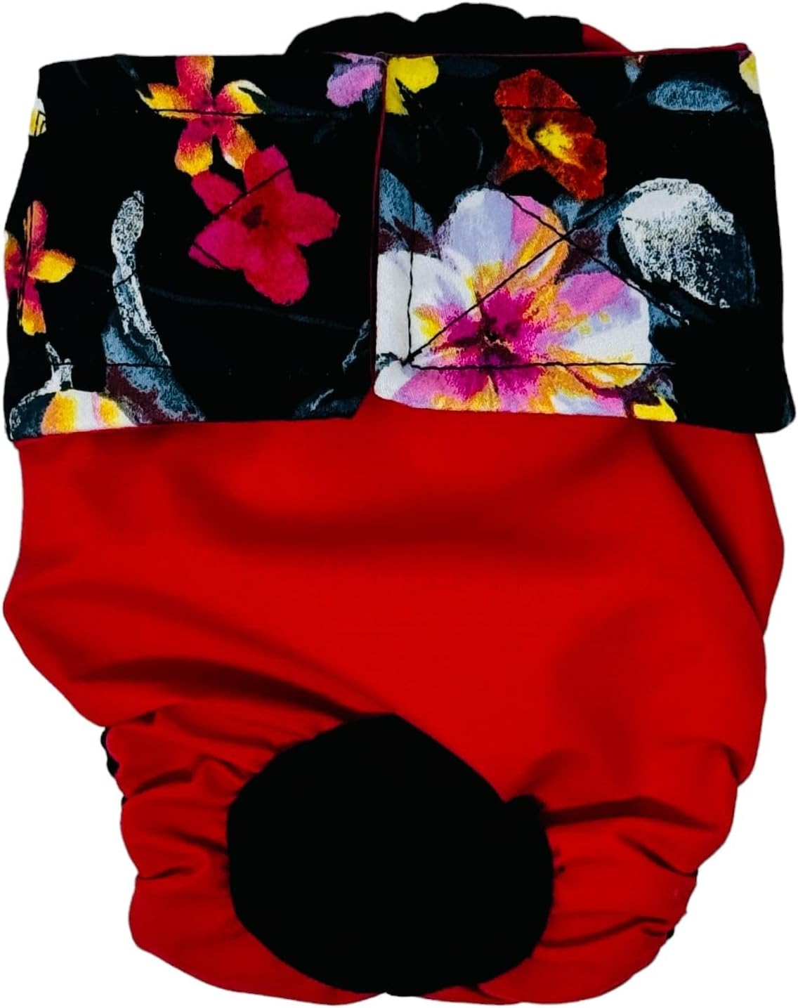 Midnight Blossom Gala on Red Dog Diaper, XXL, with Tail Hole - Made in USA