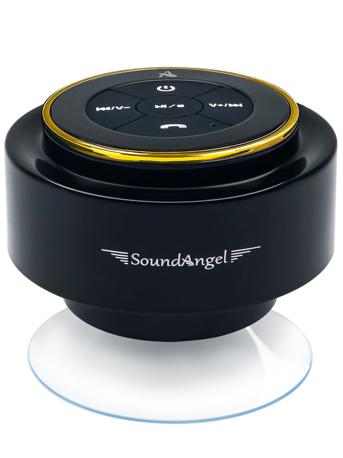 XLeader SoundAngel Mate, Pro Shower Speaker, Certified IPX7 Waterproof Bluetooth Speaker, with Suction cup and Hook clip, Built-in Mic, Crystal Sound&Rich Bass, up to 12H Playtime, Ideal Gifts, Gold C B Gold
