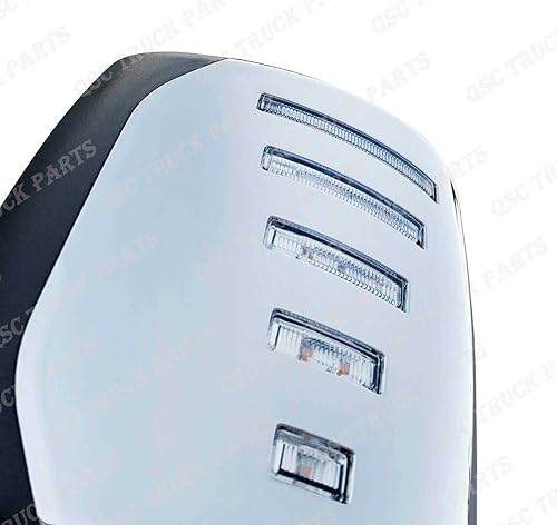 Miniatura 7 de QSC Truck Parts Juego de espejos cromados para capó con LED delantero y trasero puede usarse con Kenworth T680 Peterbilt 579 2013-21