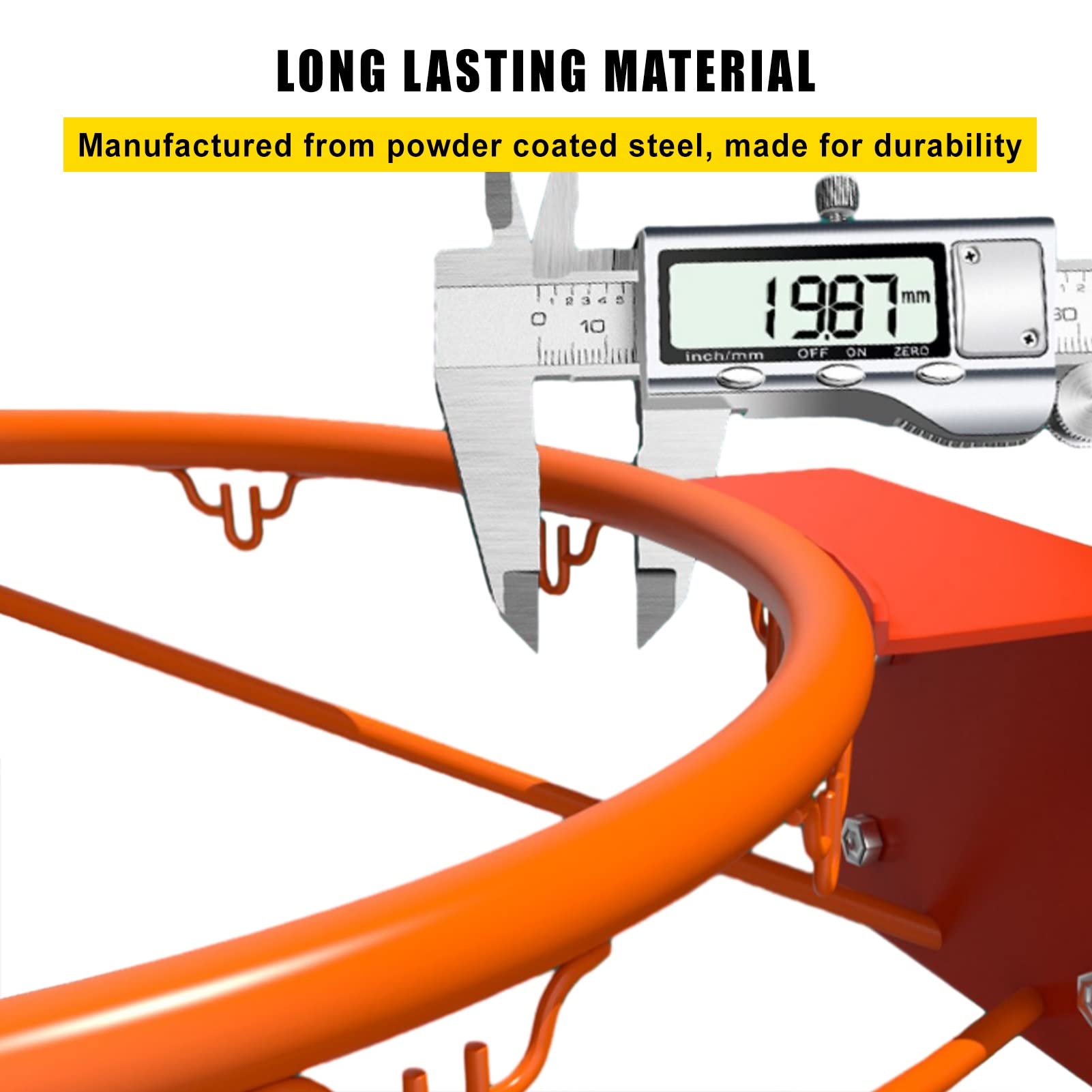 Canestro Da Basket Ø 18" Per Esterno - Acciaio Resistente, Rete In Nylon - Montaggio Su Albero O Parete - Foto 7