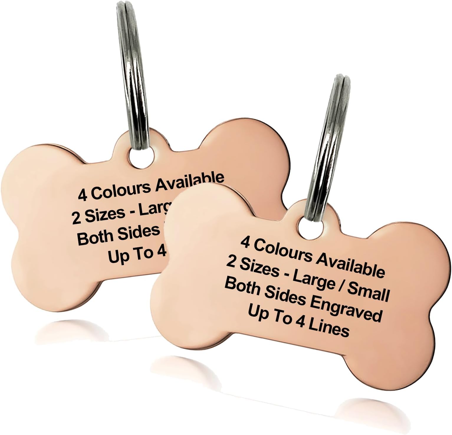 Personalised Engraved Dog Tag ID Name Tags for Cat Puppy Pet Collar Tag (Champagne Gold(Bone), L)