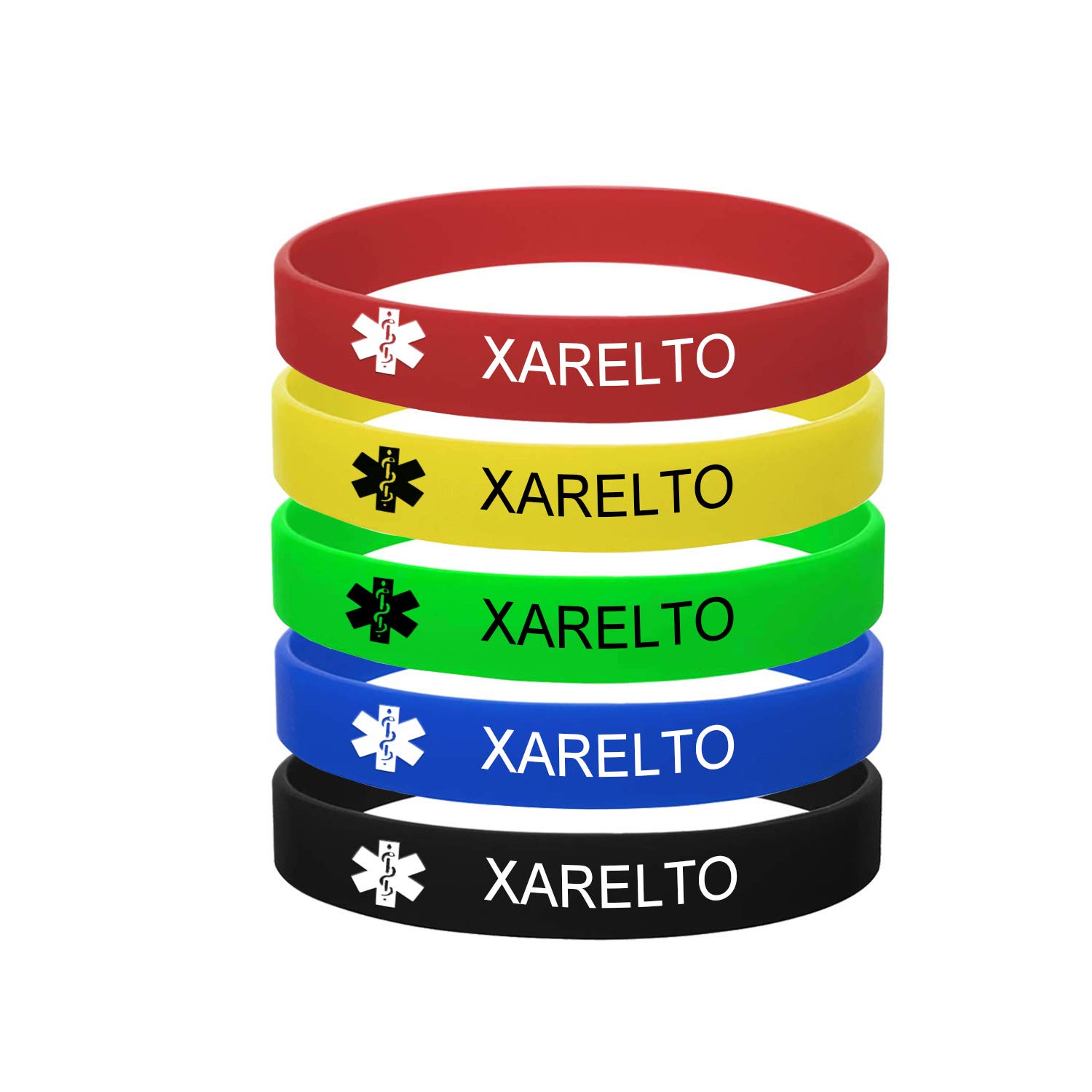 5 Color Pack-Personalized Engraved Medical Alert ID Jewelry Food Drug Allergy Bracelets,100% Silicone Rubber ID Survivor Bracelet Band,Emergency Contact Bracelet,Diabetes Bracelet,5.5"-7.9"