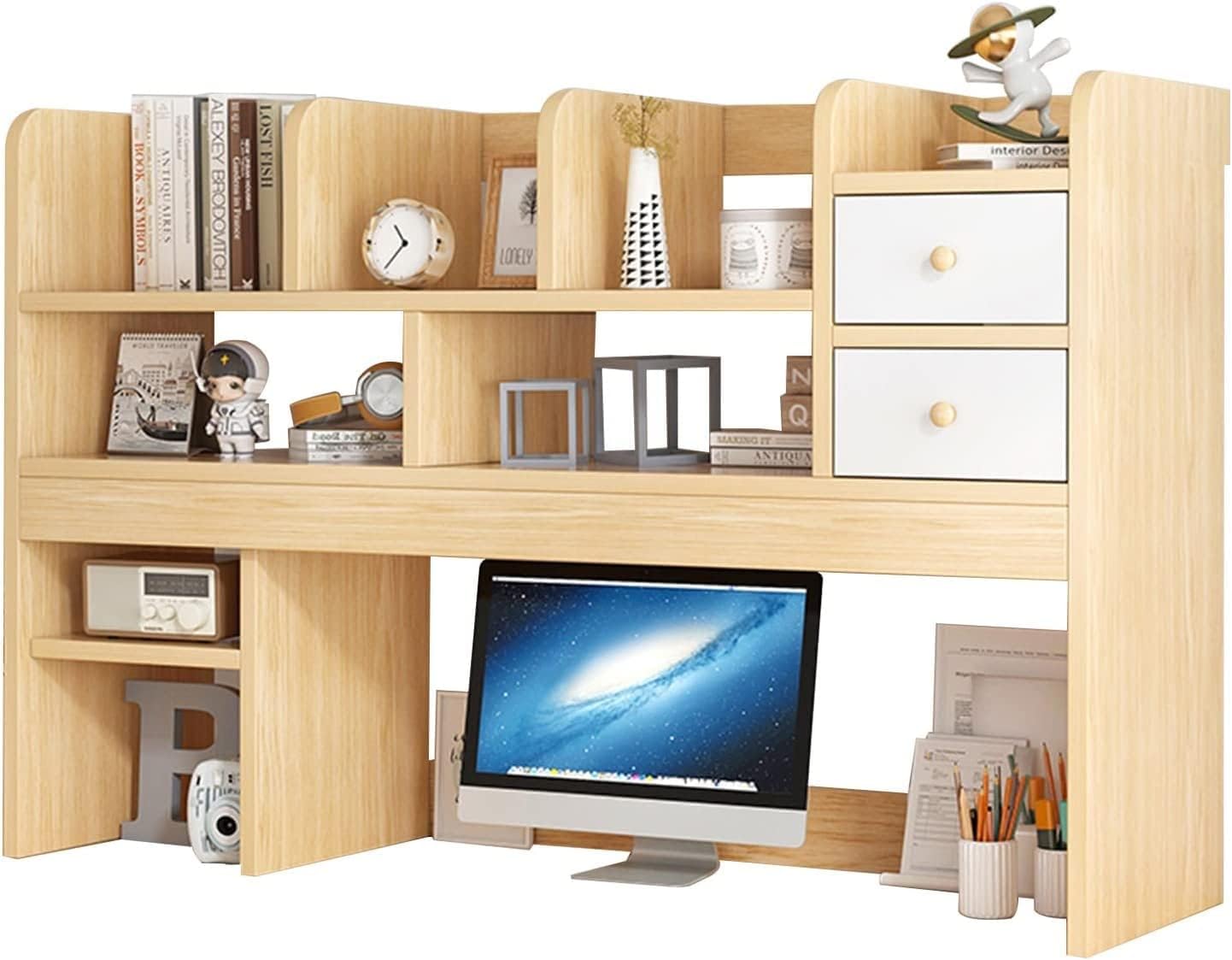 KORP MDF Bookshelf Desktop Bookshelf, Countertop Hutch