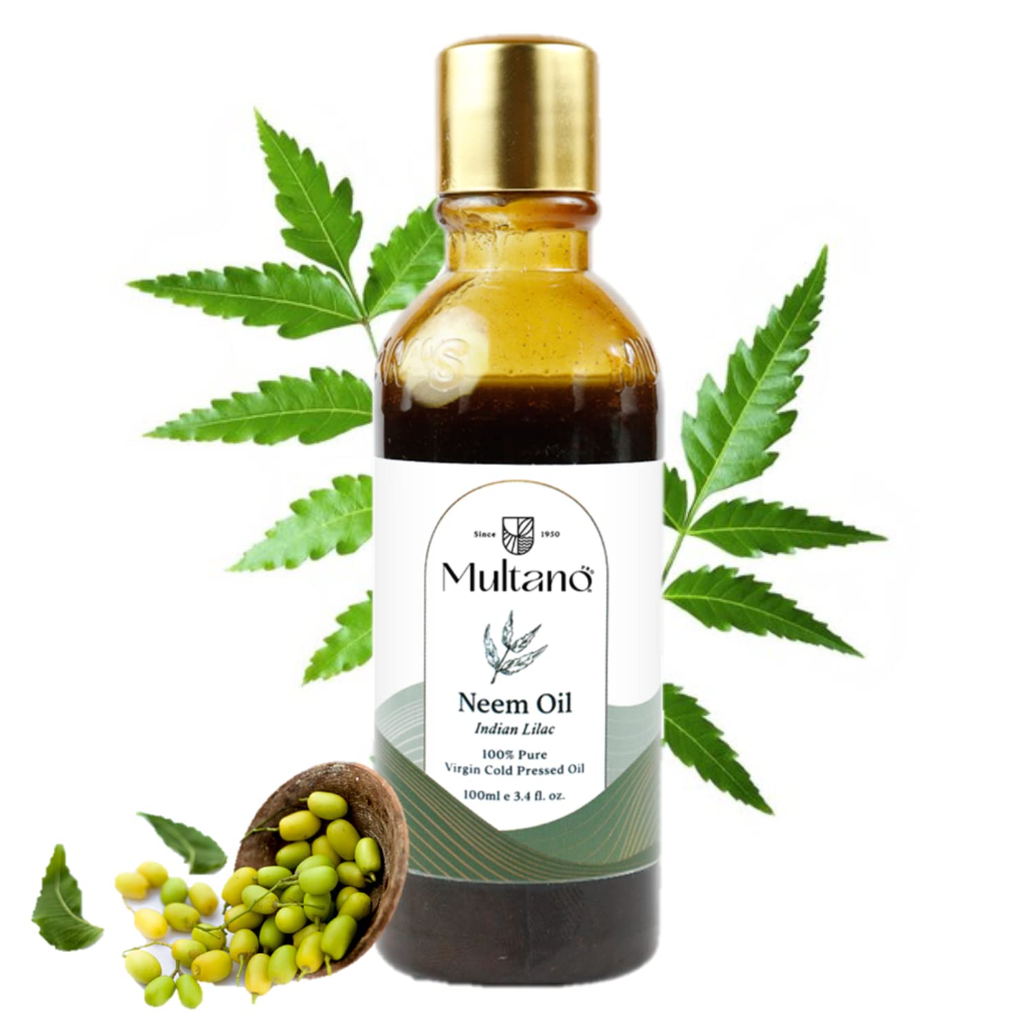 Organic Neem Oil, for Hair and Skin, Oil for Acne Prone Skin, Dandruff Control and Healthy Scalp, Pure Coldpressed Neem Oil for Women and Men (100ml)