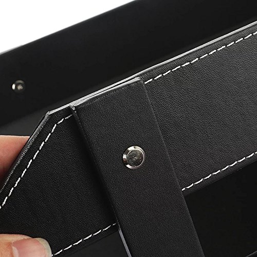 Unionbasic 3-Layer Document Paper Letter Tray, Faux Leather Desktop File Sorter Organizer Tray, Black #TOP2