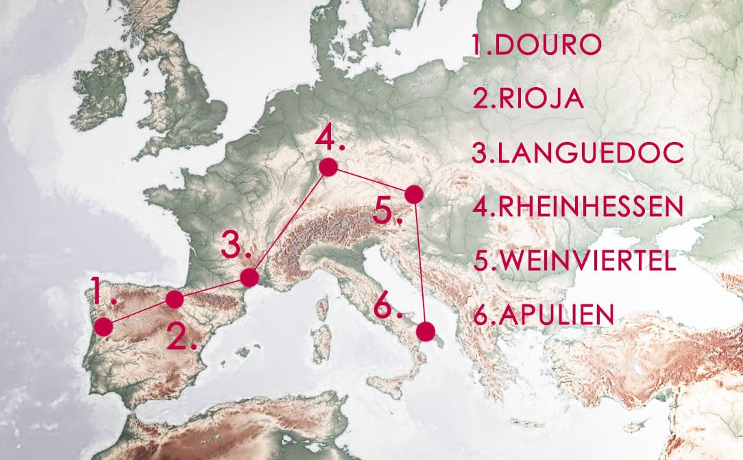The Wine Guys Probierpaket Europa Rotweinreise, Verschiedene, 6 x 0,75 l | Weinreise durch 6 Länder: Österreich, Portugal, Spanien, Frankreich, Italien, Deutschland