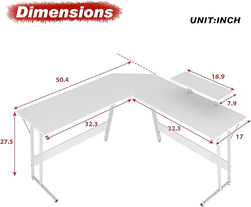 Miniatura 3 de PayLessHere Escritorio esquinero en forma de L para juegos con escritorio grande para estudiar, trabajar y jugar, para el hogar y el lugar de