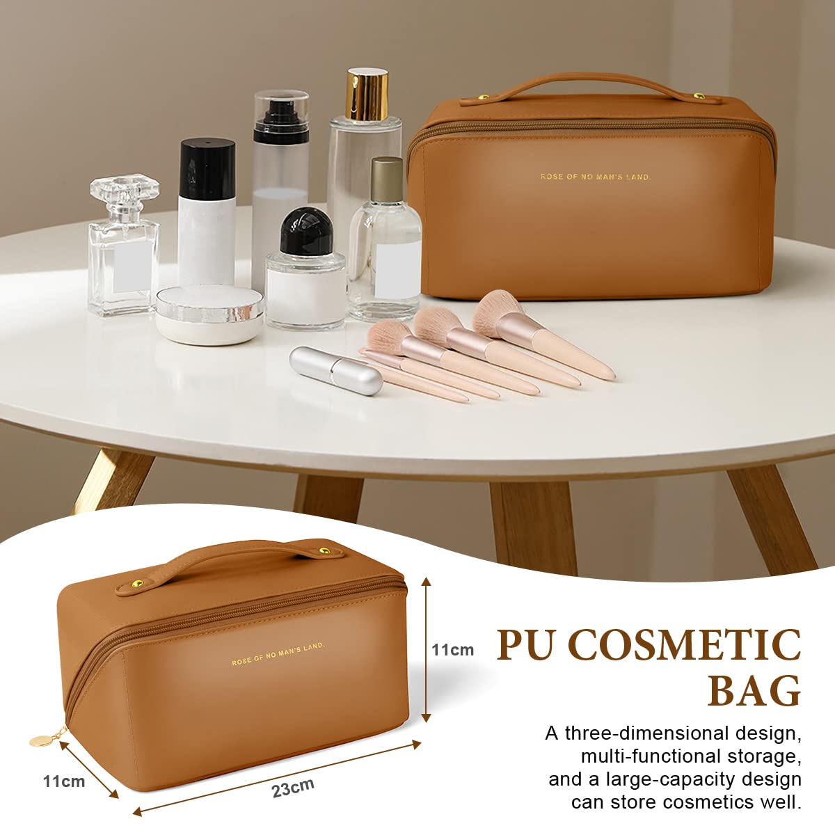 Aucuu Borsa Cosmetica da Viaggio, Beauty Case da Viaggio Donna, Borsa da Viaggio per Cosmetici, Borsa Cosmetica da Donna in Morbida Pelle PU, Borse da Toilette Impermeabile Portatile