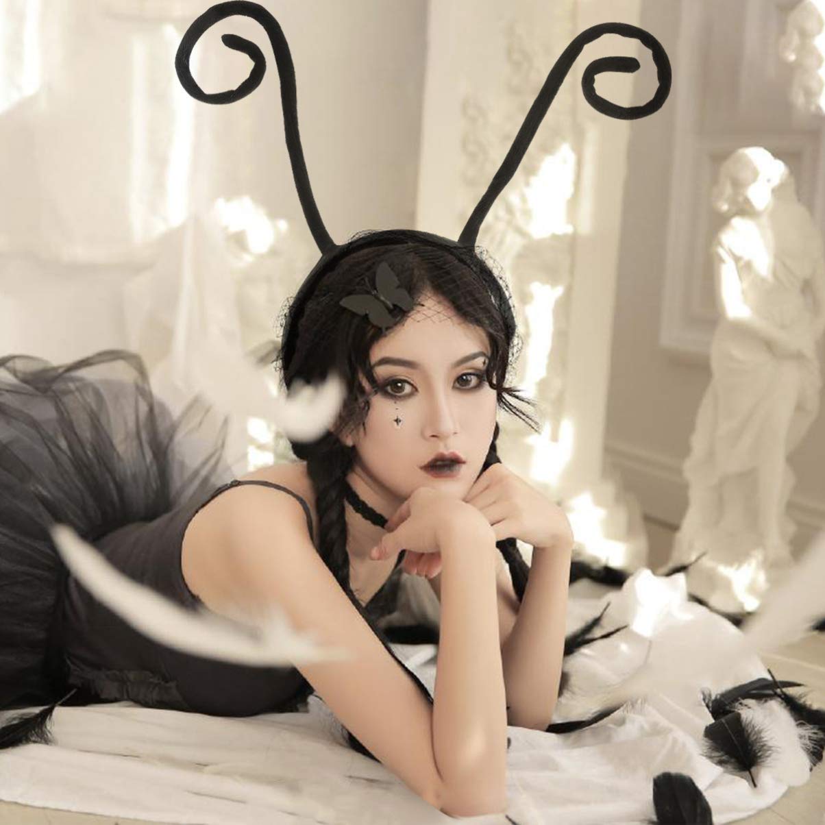 Holibanna Ant Tentacles Headband Bug Antenna Hairband for Adults Halloween Party Dress up Accessories, 1pc Black, M - Image 2