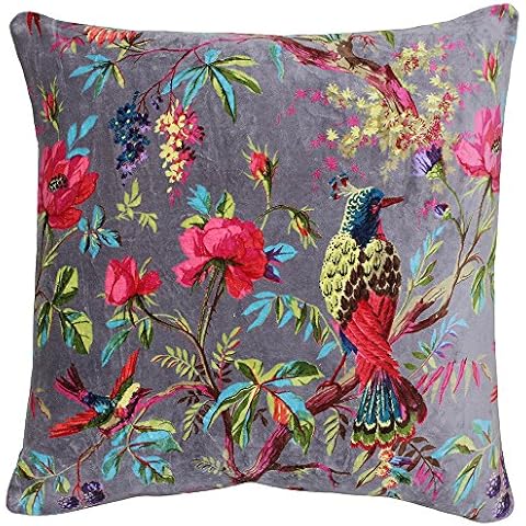 Riva Paoletti Paradise Square Cushion with Bird Print Cover