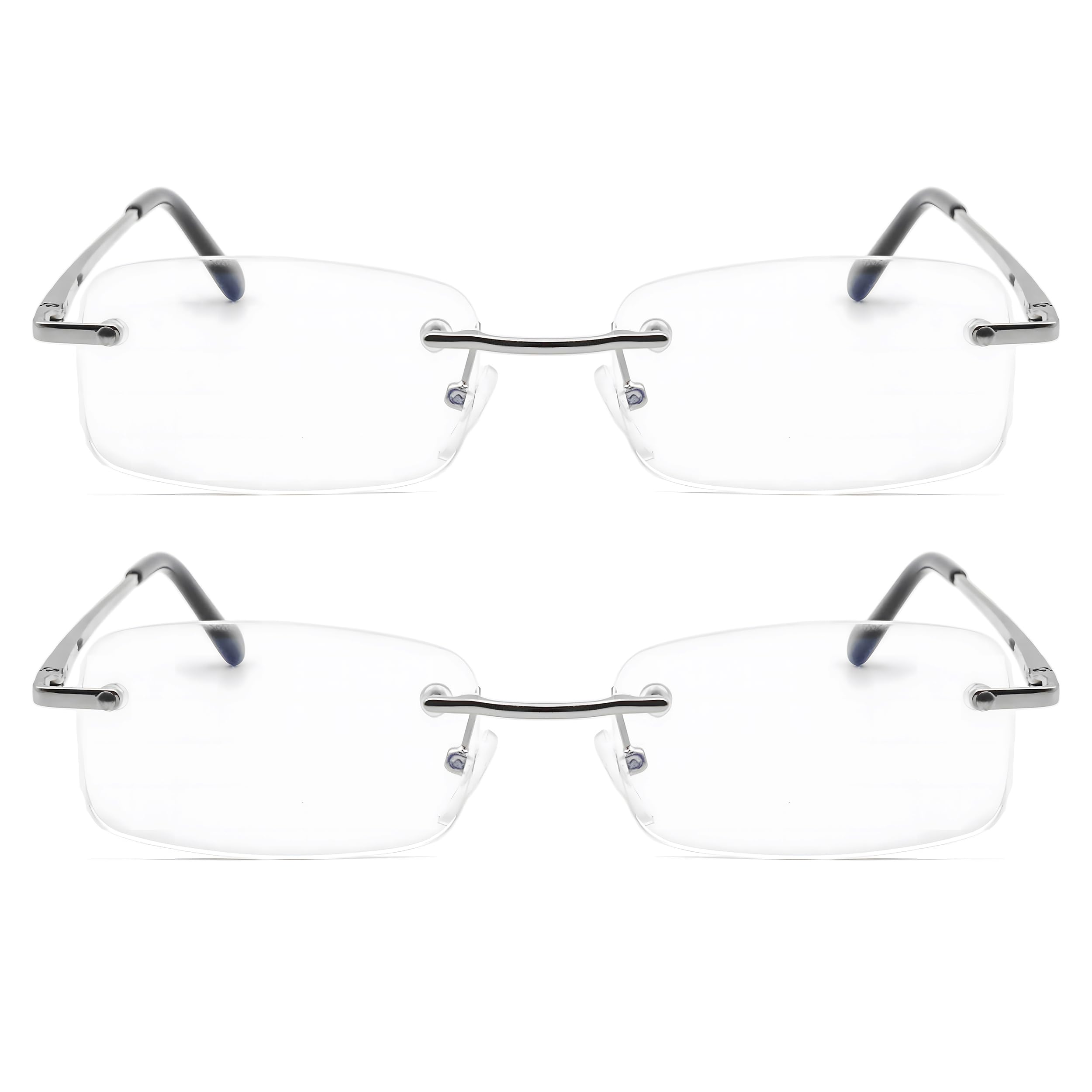 Gafas de lectura sin marco, para lectura de computadora, bloqueo de luz azul, lentes sin montura para hombres y mujeres