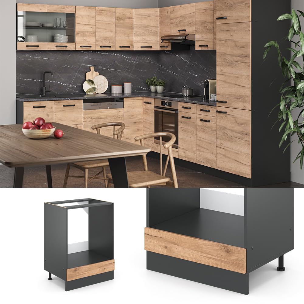 Vicco Mobile per forno da incasso R-Line, Rovere dorato, 60 cm senza piano di lavoro, per la libera combinazione all'interno di sistemi cucina modulari