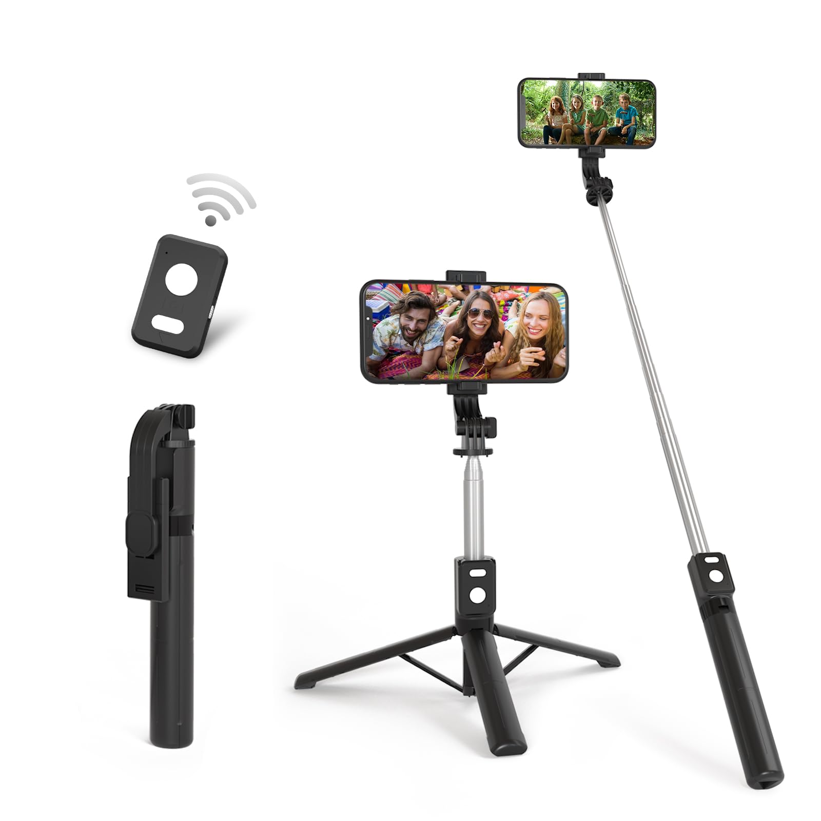 Mini Trípode Selfie 3 En 1 Ajustable 360°, Con Control Remoto Desmontable, De 11.7 A 16.4 Pulgadas