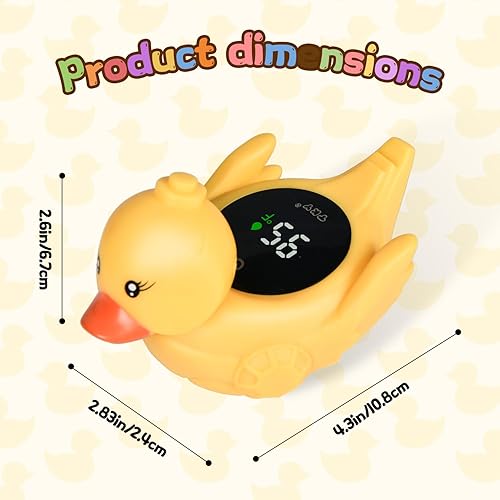 Miniatura 7 de Termómetro de baño para bebés con juguetes flotantes, monitor digital de agua y temperatura ambiente, termómetro recargable con alertas para