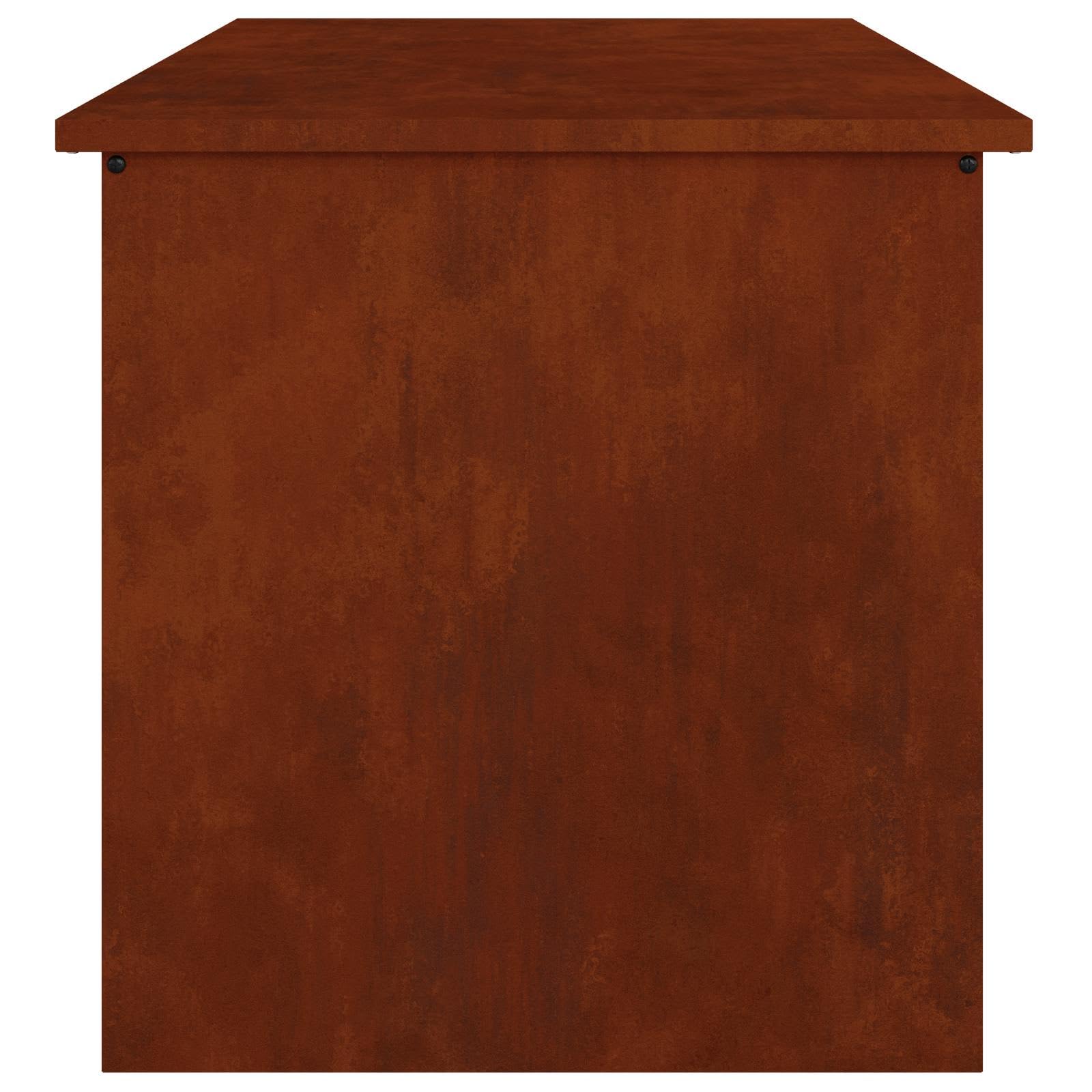 Cassa Per Cuscini Da Giardino Acciaio 80 x 50,5 x 50 cm Ruggine | Cassone per terrazza in metallo, cassa di stoccaggio con coperchio a gas, resistente alle intemperie, per esterno