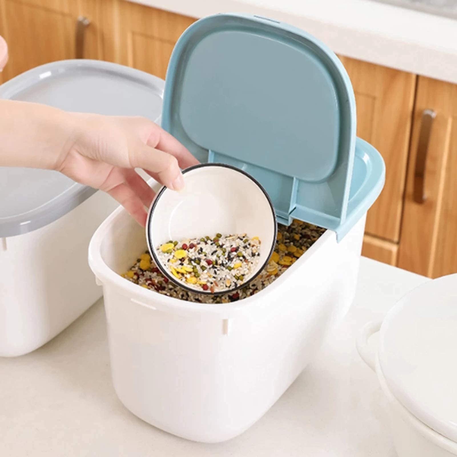 Recipiente de almacenamiento de alimentos sellado, Recipiente de almacenamiento de arroz, Refrigerador de cocina de plástico, Tanque de almacenamiento de multigrano, Tanque hermético, Caja de almace