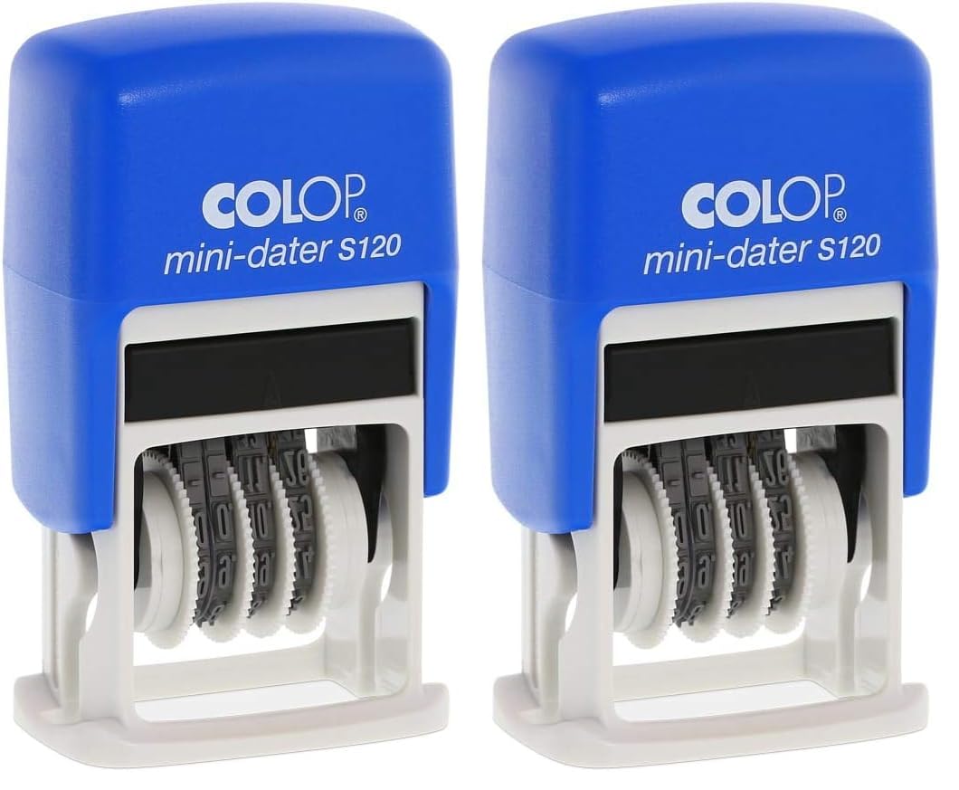 COLOP Mini timbro data S 120 SD – data in cifre con anno breve, ad esempio 25.11.29, piccolo (Confezione da 2)