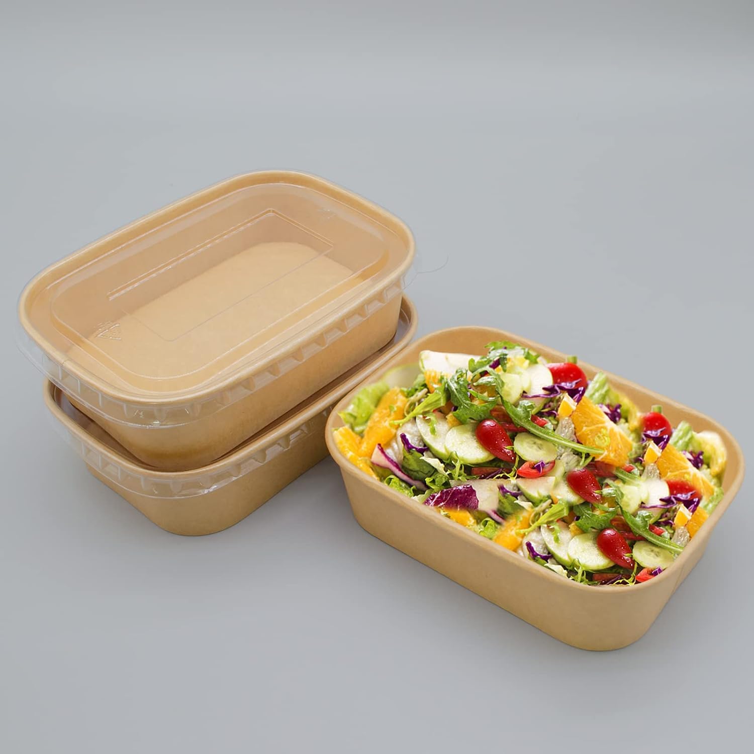 17oz Disposable Meal Prep Food Container Box with Lids, 50 Sets Kraft Paper Bowls Compostable for Soup Noodles Acai Microwave Safe, Leak-Proof Salad Bowl for Lunch Party Home School Take Out - Image 8