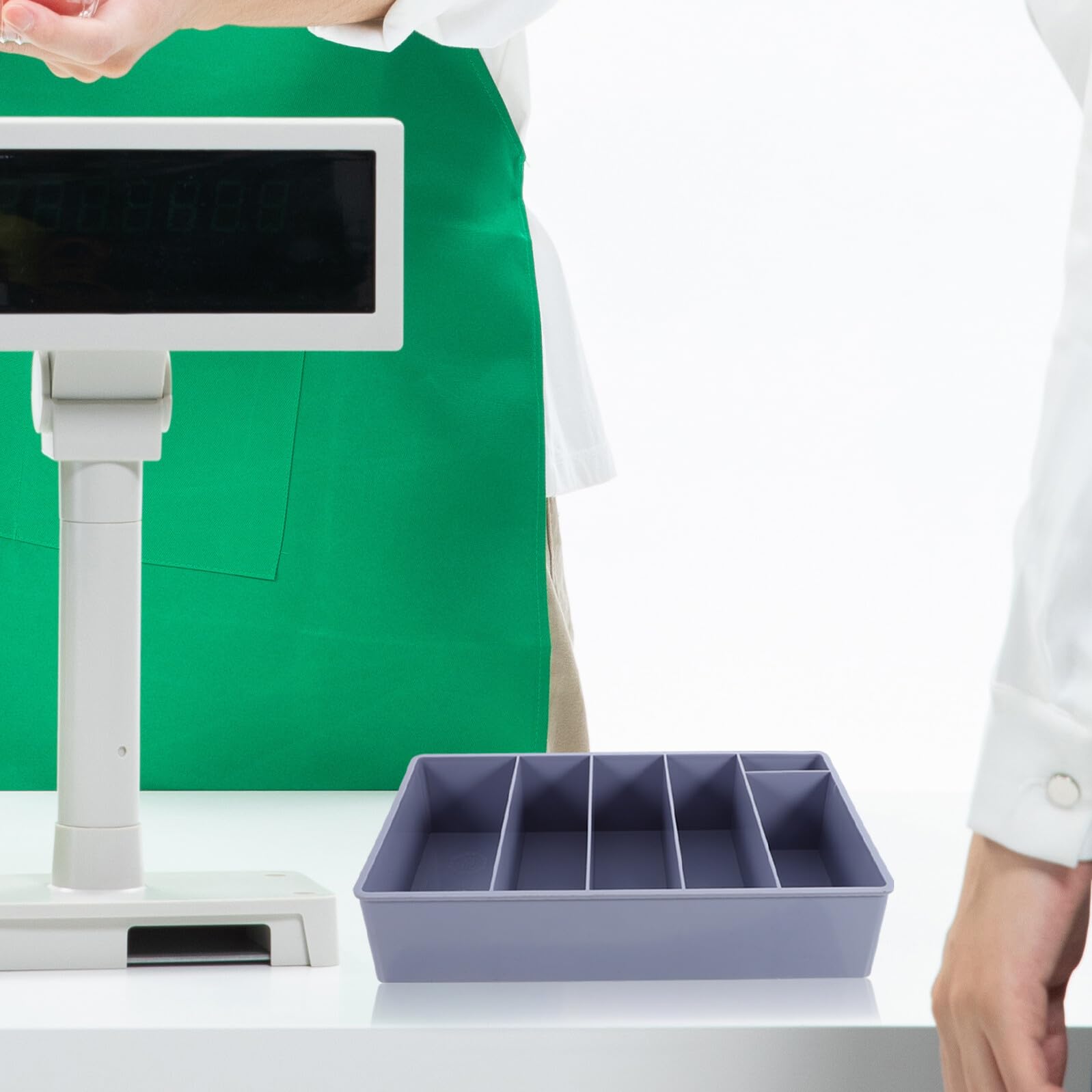Caja De Monedas y Caja 5 Compartimentos Múltiples, Soporte De Escritorio Para Organización y Almacenamiento, Adecuado Para Supermercados y Comercios Minoristas