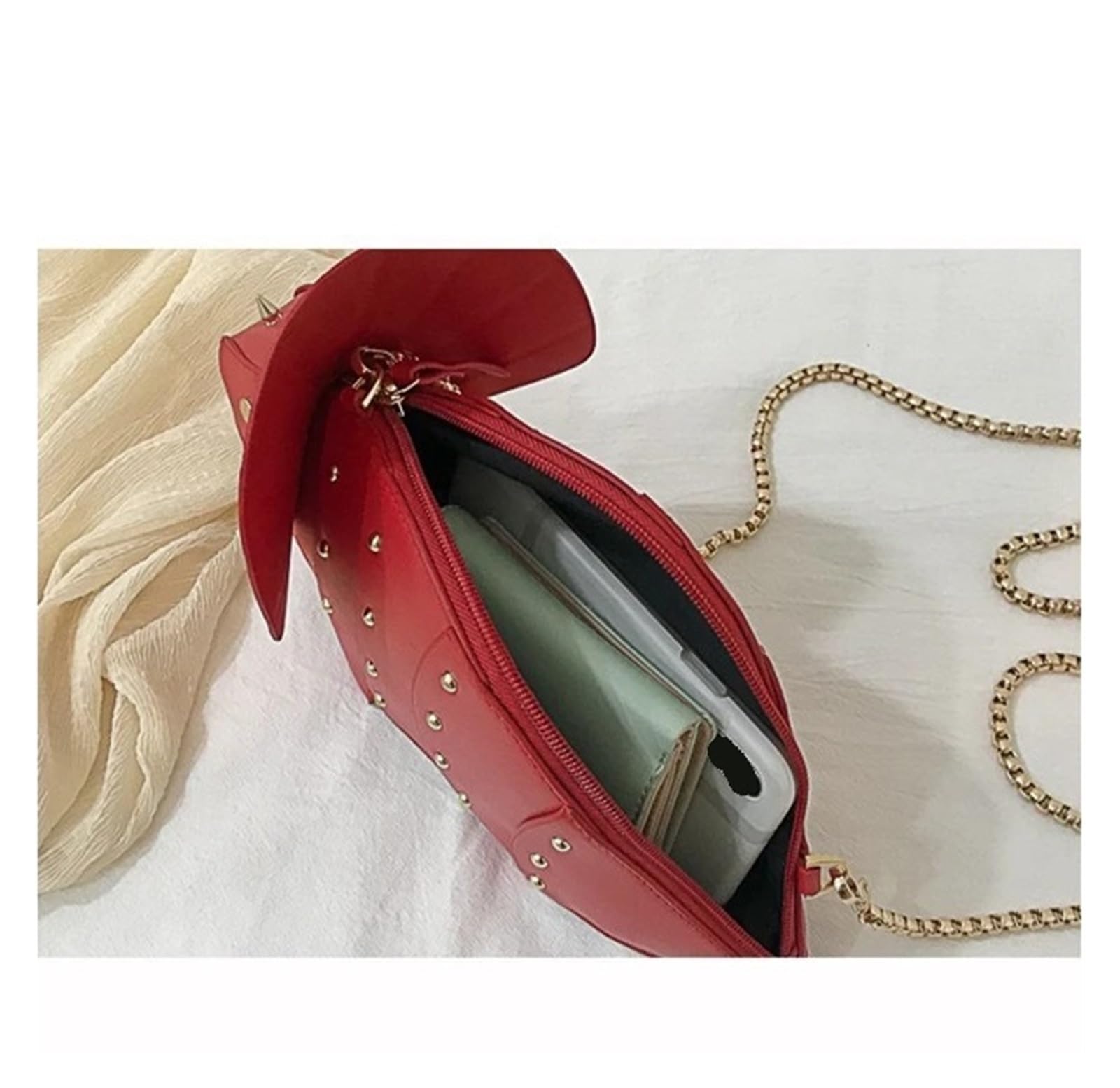 Bolso Tachuelas Bolso de hombro tipo bandolera de piel sintética con forma de dinosaurio y cadena con remaches, Mini bolso de mano for la compra