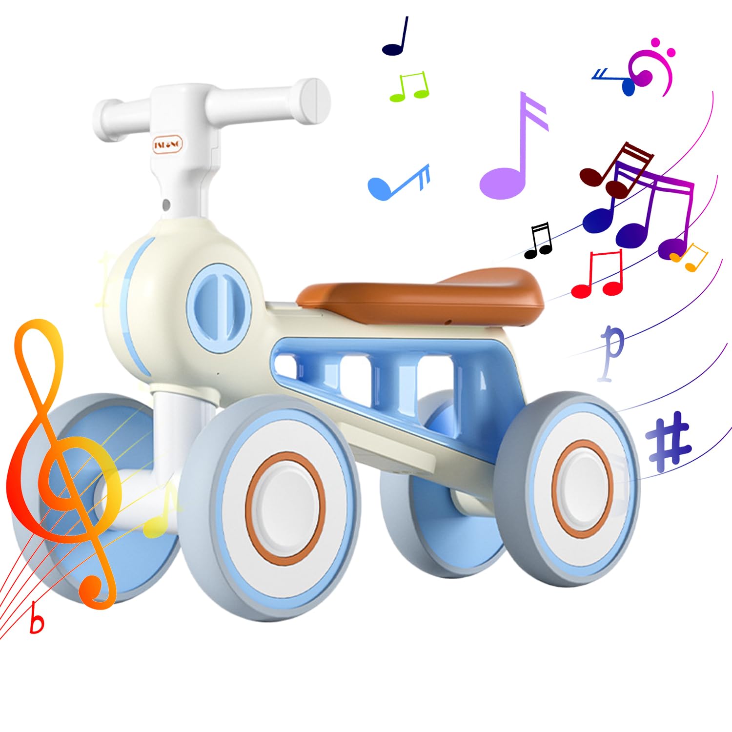 Balance Bike Toys for 1 Year Old Boy Gifts,12-72 Month Toddler Balance Bike With Music Lighting,Toddler Best First Birthday Gift Children Walker No Pedal Infant 4 Wheels Bicycle (Blue-2)