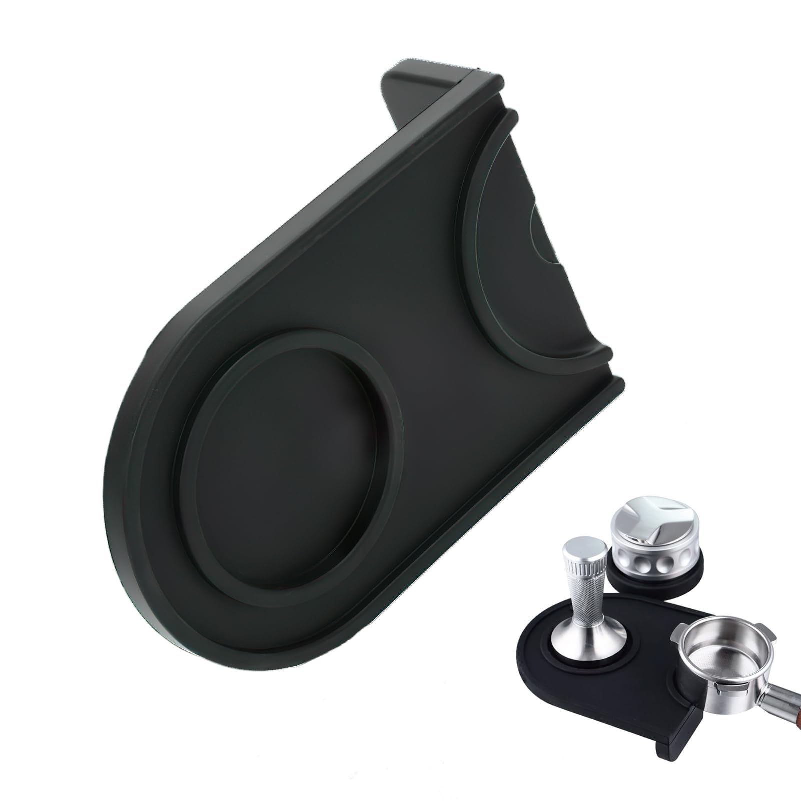 Tapis de tamper à café, tapis à expresso, tapis de tamping antidérapant avec porte-filtre intégré pour une préparation propre et professionnelle de l'expresso