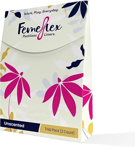 Femeflex Panty Liners sin bragas, paquete de prueba (2 unidades) discreto, compacto, talla única para todos, para usar todo el día, soporte para