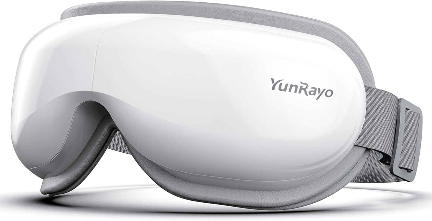 Eye Massager with Bluetooth Music, Heating & Vibration-Wireless Massage Mask for Relieving Dry Eyes, Eye Strain & Headaches, Promote Sleep, 180° Foldable, Travel, Office Users