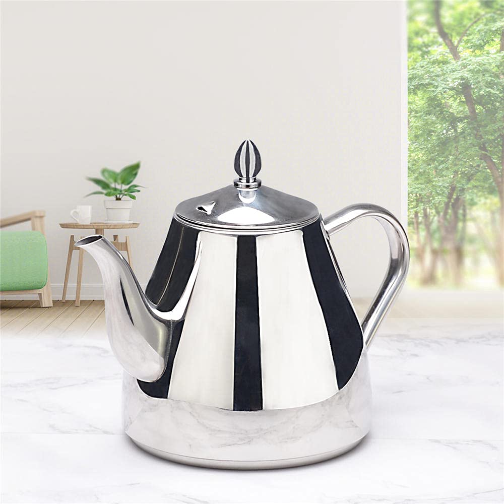 SANQIAHOME Teiera in acciaio inossidabile,1,5 litri,con filtro per infusione,caffè Teiera,argentato