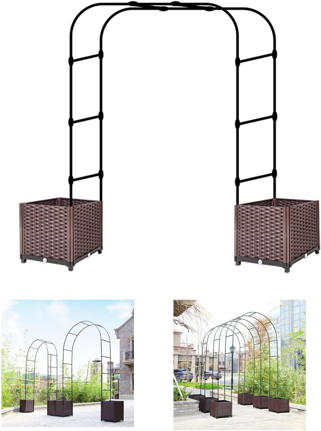 Supports à fleurs en arc de roses en métal robuste pour aménagement terrasse