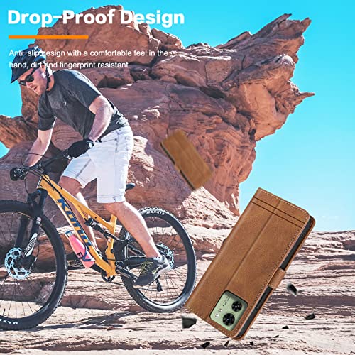 GoodcAcy for Motorola Edge 40 Case Leather Wallet Book Flip Folio Stand View Magnetic Closure with Card Slots Cover Case Compatible with Motorola Edge 40 (Brown) - Image 2