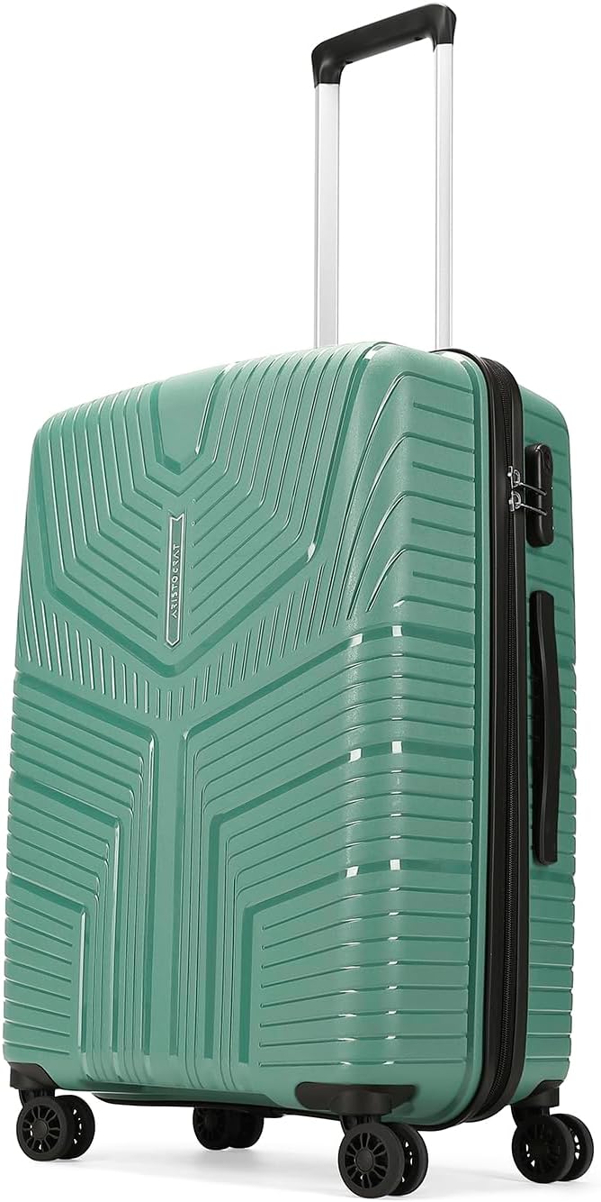 Medium Prime Check-in 66 cm() 8 Spinner Wheels Polypropylene Trolley Bags for Travel Hard Case Luggage, Lightweight Bag & Combination Lock with 7 Years Warranty (Green)