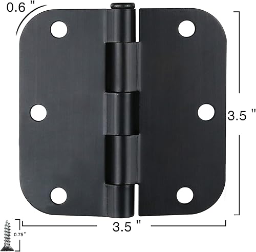 Vista 118 de Paquete de 6 bisagras redondeadas, radio de 5/8 de pulgada, herrajes para cabaña, bungalow, apartamento, casa rodante, rascacielos, habitación