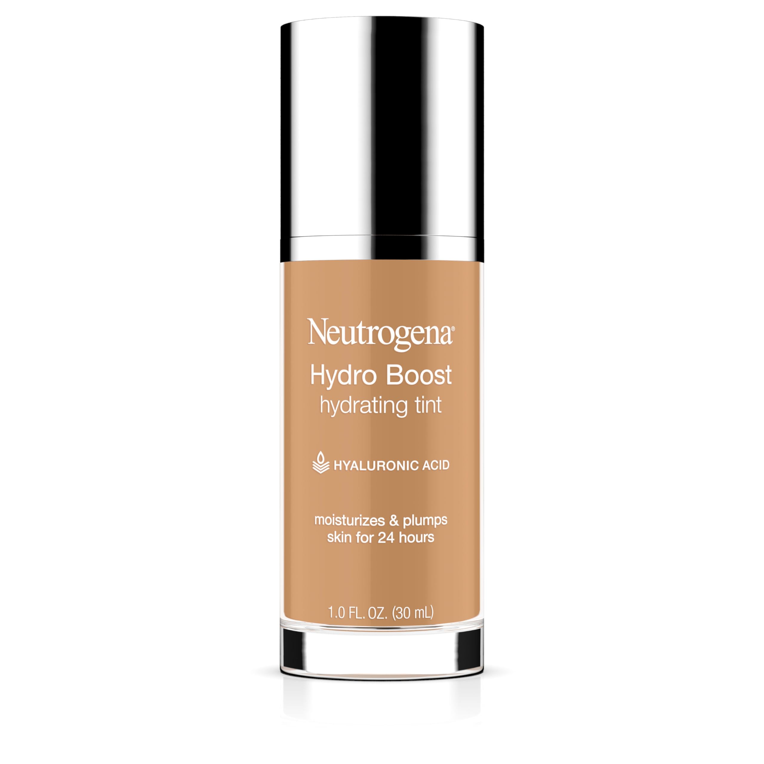 Neutrogena Hydro Boost Hydrating Tint Foundation Makeup for Dry Skin, with Hyaluronic Acid, Lightweight Oil-Free Water Gel, Non-Comedogenic, 85 Honey Color 1.0 fl. oz
