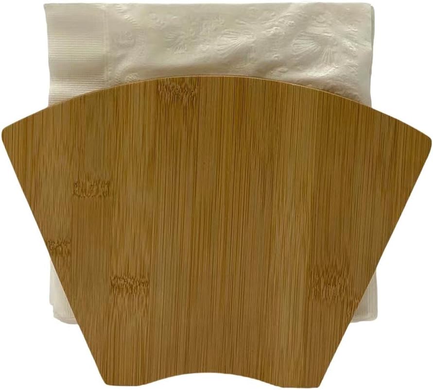 4570, Natural Bamboo Wood Napkin Holder Desktop Letter Mail Holder for Home Restaurant Table Counter Top